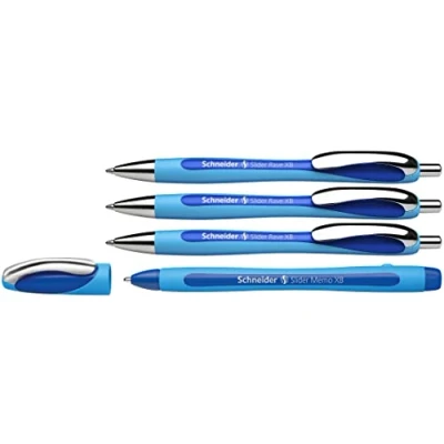 Image of Schneider 132574 Slider Rave XB and Memo Ballpoint Pen (Ink Colour: Blue), 3+1 Pieces