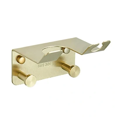 Image of Hair Dryer Holder, Hairdryer Holder Station, Straightener Wall Mounted, Mount Rack, for Bathroom, Washroom, Barbershop (Gold)