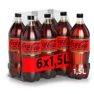 Image of Coca Cola Zero Caffeine Free 6 x 1.5 Litre Bottle, 100% Recyclable PET Analcoholic Drink