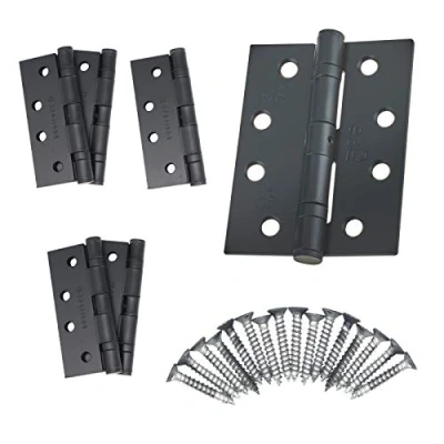 Image of Door Hinges 4&quot; 102mm Ball Bearing 3 Pair Pack [6 &amp; Screws] Black