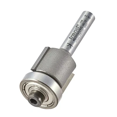 Image of Trend Professional Guided Trimmer, 1/4 Inch Shank, 18.2mm Cut Diameter, 14mm Length, Bearing, Tungsten Carbide Tipped, 46/211X1/4TC