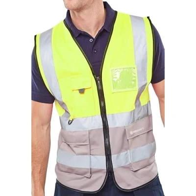 Image of Two Tone Executive Waistcoat Saturn Yellow / Grey Medium