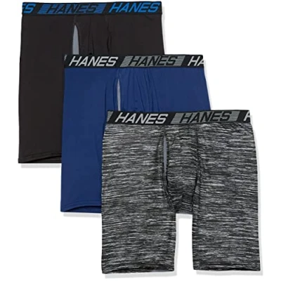 Image of Hanes Men&#039;s X Temp Total Support Pouch Boxer Brief, Anti Chafing, Moisture Wicking Underwear, Multi Pack, Long Leg Assorted, XL (Pack of 3)