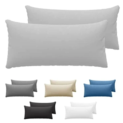 Image of Dreamzie Pillowcases (Set Of 2) Grey For Pillows 40 x 80 cm 100% Cotton Jersey Pillowcase Pillow Cover Bed Protector Resistant and Hypoallergenic