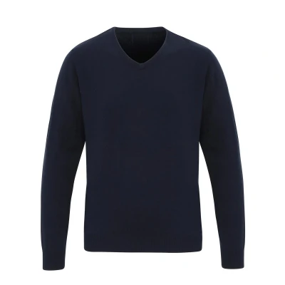 Image of Premier Mens Essential Acrylic V Neck Sweatshirt (Navy) Size X Small