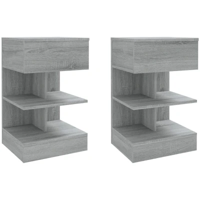 Image of vidaXL Bedside Cabinets 2 pcs Grey Sonoma 40x35x65 cm Engineered Wood