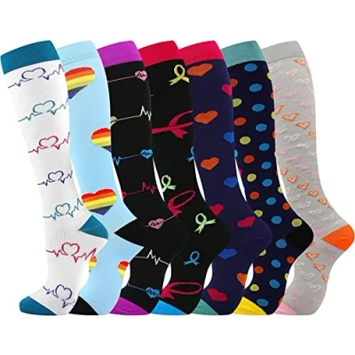 Image of Odtmger Compression Socks（7 Pair for Women &amp; Men Circulation 20 30mmhg Knee High Sock is Best Support Athletic Running,Cycling