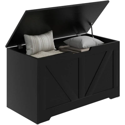 Image of HOMCOM Storage Trunk for Living Room, with Safety Hinges, 80cm, Black