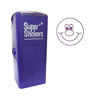 Image of SuperStickers Smiley Face Pre Inked Stamper Purple, 28mm