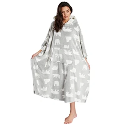 Image of Undercover Ladies Polar Bear Long Poncho 791186 Grey