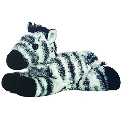 Image of Aurora, 13284, Mini Flopsies Zany Zebra, 8In Soft Toy, Black and White