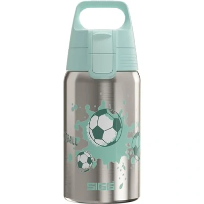 Image of Sigg Stainless Steel Kids Water Bottle Shield One Love Football Suitable For Carbonated Beverages Leakproof Lightweight BPA Free Brushed with 0.5L