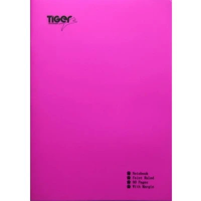 Image of Bright Pink A4 Strong Plastic Cover Notebook Feint Ruled 80 Page Margin Exercise Book Notepad
