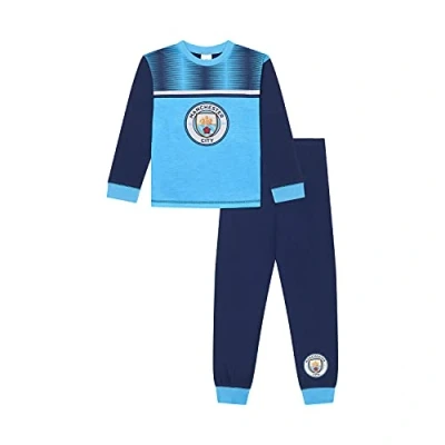 Image of MANCHESTER City F.C Boys Pyjamas, Man PJ Set Ages 3 to 15 Years Old, Official Football Merchandise (14 Years) Blue