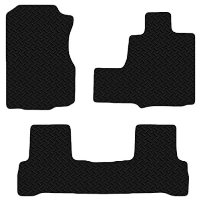 Image of Carsio Car Mats 3pc Set For Honda CRV 2006 2012 Automatic Tailored Fit Rubber Floor Mat Complete Accessory Black Custom Fitted Anti Slip Backing, Heavy Duty &amp; Waterproof