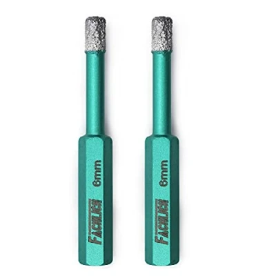 Image of FACHLICH Diamond Core Drill bits 6mm 2PK Porcelain Tile with Hex Shank for Granite Marble Ceramic Hard Materials