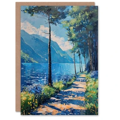 Image of Artery8 Personalised Greeting Card Lake District Acrylic Landscape Summer England For Him Or Her Art Birthday