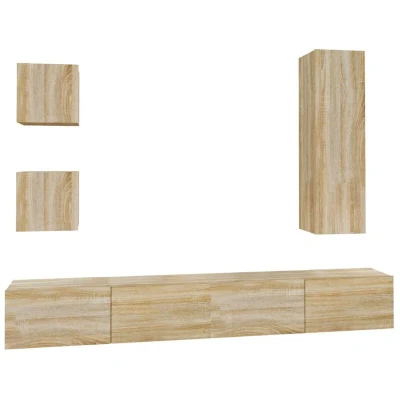 Image of vidaXL 5 Piece TV Cabinet Set Sonoma Oak Engineered Wood