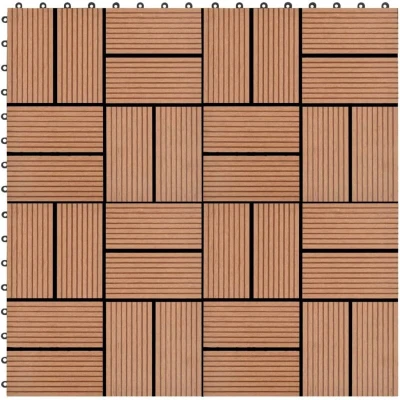 Image of vidaXL 11 pcs Decking Tiles WPC 30x30 cm 1 sqm Brown