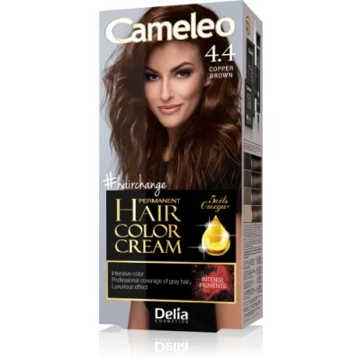 Image of Cameleo Permanent Hair Colour Cream Copper Brown Intensive Color &amp; Protection 5 Oils + Omega Plus Acids Professional, Luxurious Dye Full Kit