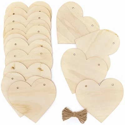 Image of Baker Ross Wooden Heart Pennant Craft Set 1 Piece, Valentine&#039;s Day Crafts for Kids (FC433)