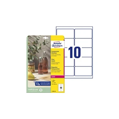 Image of Avery Zweckform L7783 25 Crystal Clear Labels 96 x 50.8 mm