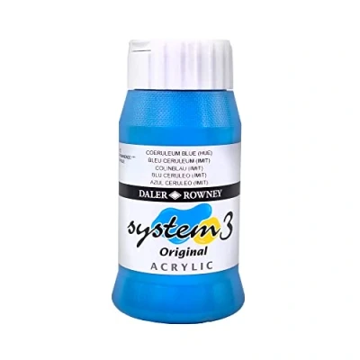Image of Daler Rowney System3 Acrylic Paint, Plastic Pot, 16.91oz 500 ml, Coeruleum Blue Hue
