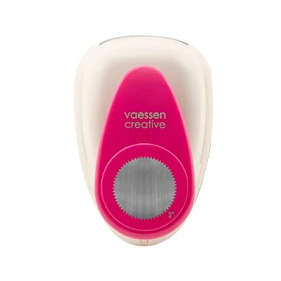 Image of Vaessen Creative Craft Paper Punch, Circle, 2 Inch, for DIY Projects, Scrapbooking, Card Making and More, White/Pink