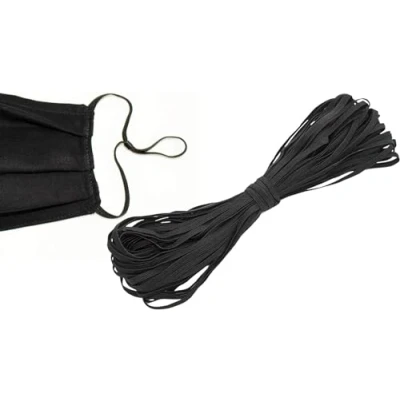 Image of Black Elastic Bands for Sewing DENSCO Waistband 7MM 10 Meters 1/4 inch Wide Roll of Elastic, Dressmaking, Headbands, Trouser, Wig Band and DIY Craft (BLACK 10M)