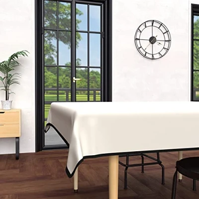 Image of Soleil d&#039;ocre, Rectangular anti stain tablecloth made of washed microfibre 140 x 300 cm Bohemian linen