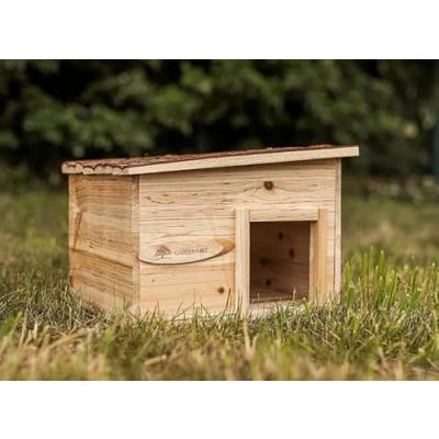 Image of Garden Mile Hedgehog House Hibernation Shelter Durable Wooden Predator Proof Outdoor Habitat Feeding Station Home Roof Hedgehogs Wildlife Pet