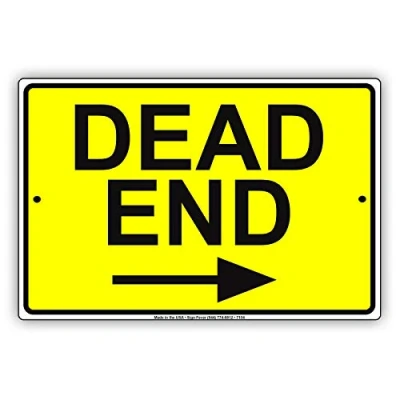 Image of Dead End with Left Arrow Decor Alert Novelty Notice Warning Funny Metal Sign Plaques and Signs Poster 8X12 Inches