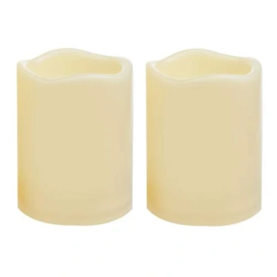 Image of 2 PCS 3&quot; x4&quot; Waterproof Outdoor Battery Operated Flameless LED Pillar Candles with Timer Flickering Plastic Resin Electric Decorative Light for Lantern Patio Garden Home Decor Party Wedding Decoration
