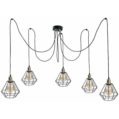 Image of Foskal Cluster Pendant Ceiling Light Gold, 5x E27