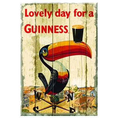 Image of Guinness Nostalgic Wooden Sign With Toucan On Weathervane Design
