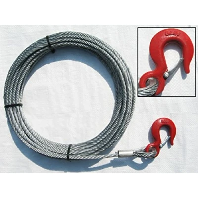 Image of Hand Winch Cable with Hook 8MM x 15 Metre 2500LBS Wire Rope Strap