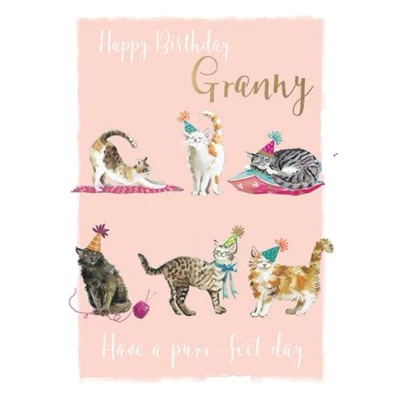 Image of Ling Design Birthday Greeting Card Happy Granny Purrfect Day Adorable Cat Illustrations