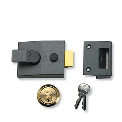 Image of Yale B 88 DMG PB 60 Standard Nightlatch 60mm Dark Metallic /Polished Brass Finish Security