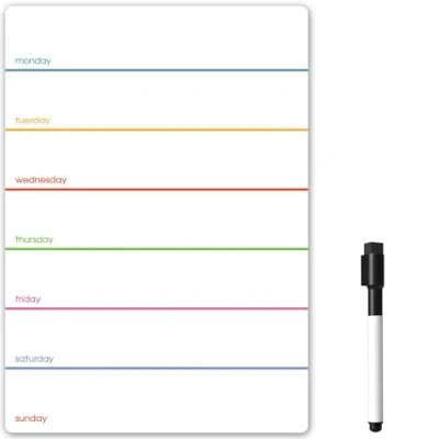 Image of TMS A4 Magnetic Weekly Planner for Fridge, Whiteboard Fridge Magnet Dry Wipe Memo Board Calendar Kitchen / Office Notes, Meal Prep Reminders with Erase Marker (Colour, + 1 Pen)