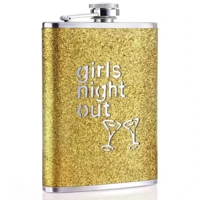 Image of KAV 8 oz Girls Night Out Glitter Hip Flask with Stainless Steel Construction, Durable and Stylish, Perfect for Any Occasion, Gift Women (Yellow)