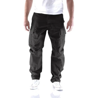 Image of JACK &amp; JONES Men&#039;s Jpstkane Jjbarkley Cargo Pant Noos Trousers, Black, 31 W/36 L