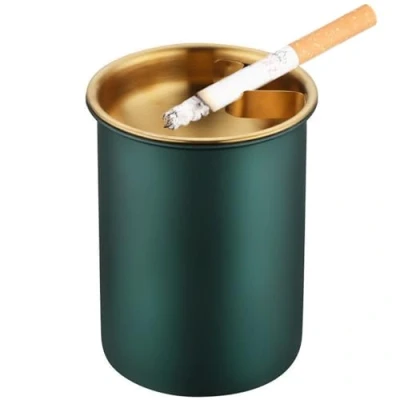 Image of Car Ashtray with Lid, Portable Smell Proof for Car, Detachable Smokeless Cup Holder, Stainless Steel Windproof Extinguished Butt Bucket Ash Tray Outdoor Travel Home Office