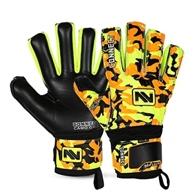 Image of CONNECT Goalkeeper/Goalie Gloves Extreme Grip for Kids, Youth &amp; Adult, Finger Support, Soccer Boys, Girls Junior Keepers Football Training, Size 4/5/6/7 (Black, 4)