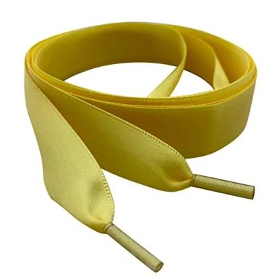 Image of My Ribbon laces 120cm long Yellow Satin Shoelaces Flat Shoe For Trainers, Boots &amp; Shoes