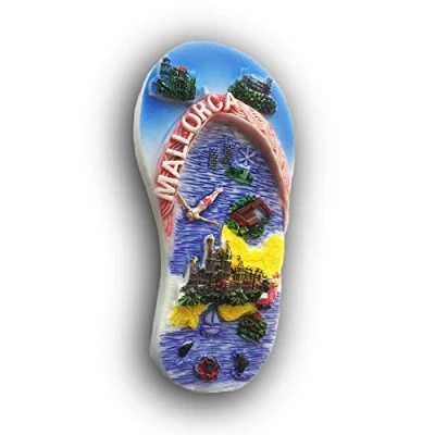 Image of 3D Slipper Mallorca Spain Refrigerator Fridge Magnet Tourist Souvenirs Handmade Resin Craft Magnetic Stickers Home Kitchen Decoration Travel Gift