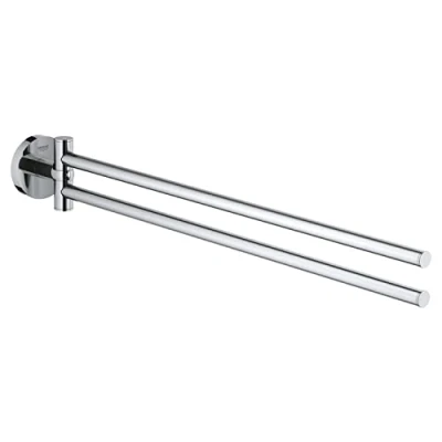 Image of GROHE Start Towel Bar (Metal, Pivotable 2 Arms, Concealed Fastening, Including Screws and Dowels, Easy to Fit), Size 439 mm, Stainless Steel Look, 41183DC0