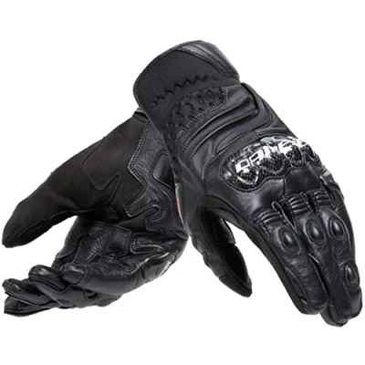 Image of DAINESE Carbon 4 Short Gloves, Leather Motorcycle with Knuckle Protectors, Man, Black/Black, XL