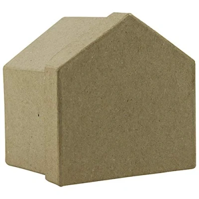 Image of Décopatch Ref BT048C House Box Papier Maché Object to Decorate 9 x 7cm with Papers &amp; PaperPatch Glue, Glitter, Paints