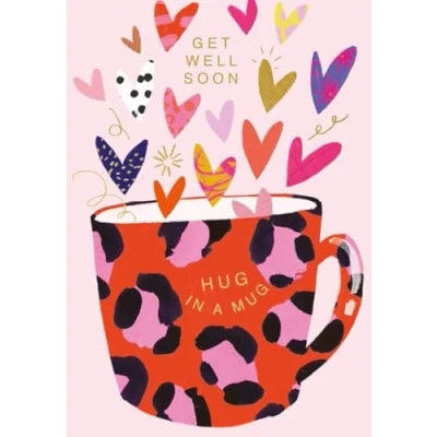 Image of Abacus Cards Get Well Card Hug in a Mug Embossed with Foil Finish Eco Friendly and Recyclable