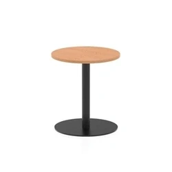 Image of Italia 600mm Poseur Round Table Oak Top 720mm High Black Leg